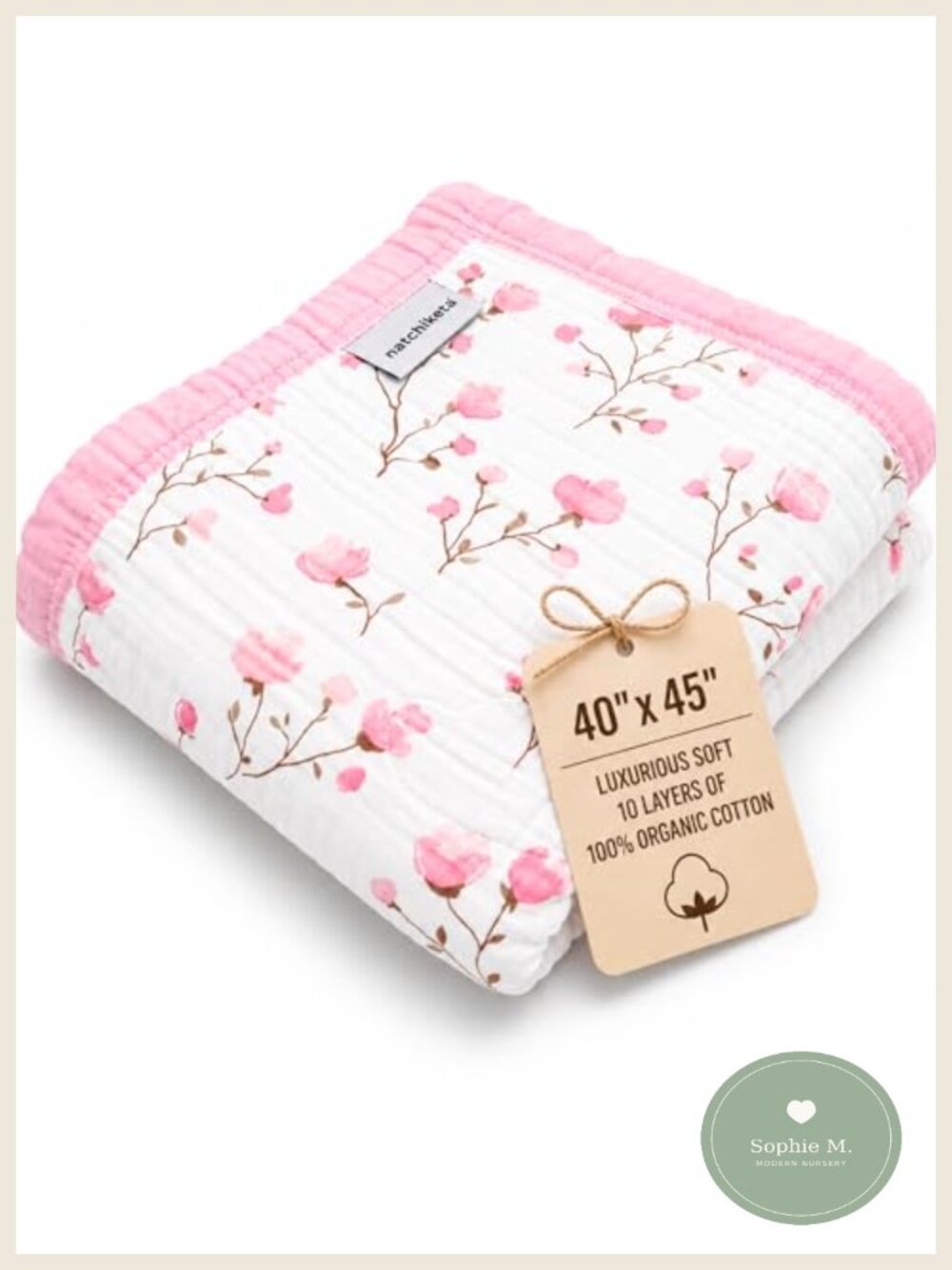 Organic Cotton Muslin Baby Blanket Quilt for Swaddling Toddler